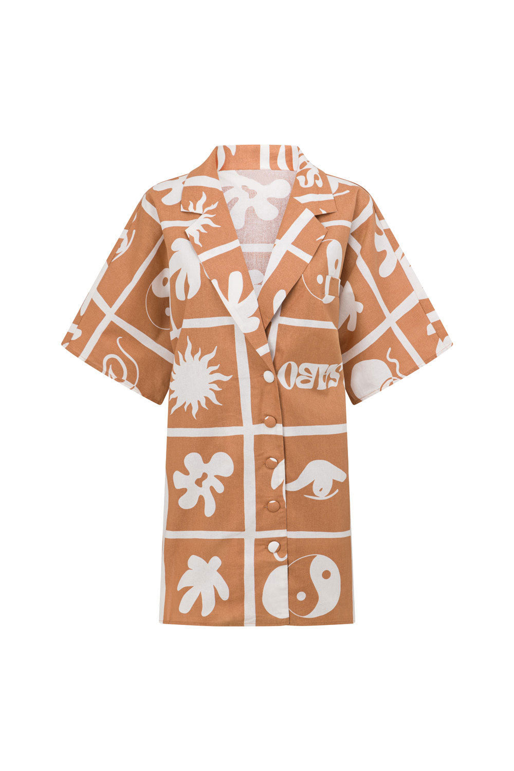 Atzaro Mini Shirt Dress - Brown