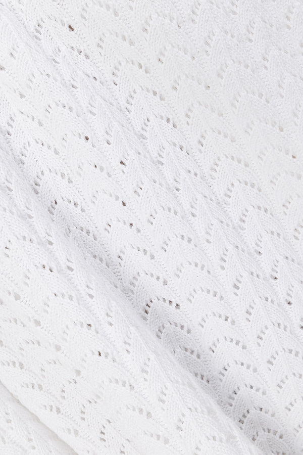 White Vintage Crochet Knit Strapless Maxi Maria Dress