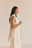 Beige Silky Asymmetric Scarf Koda Top