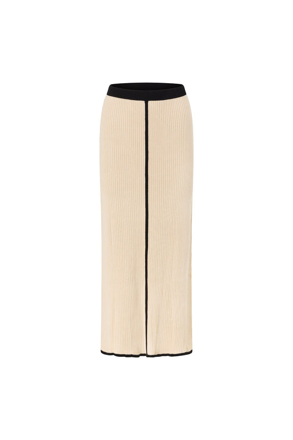 Beige Ribbed High Waist Maxi Leilani Skirt