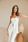 Aila Strapless Split Top - Cream