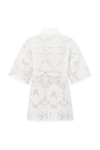 White Embroidered Cutwork Button Up Cielo Shirt