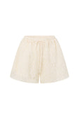 Beige Broderie Elastic Drawstring Hazel Shorts