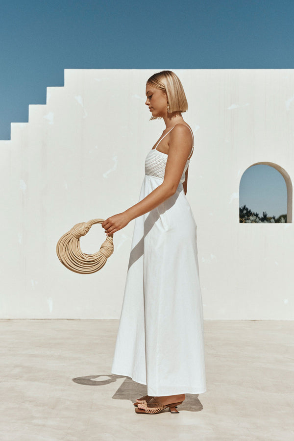 White Strappy Babydoll Maxi Mersy Dress