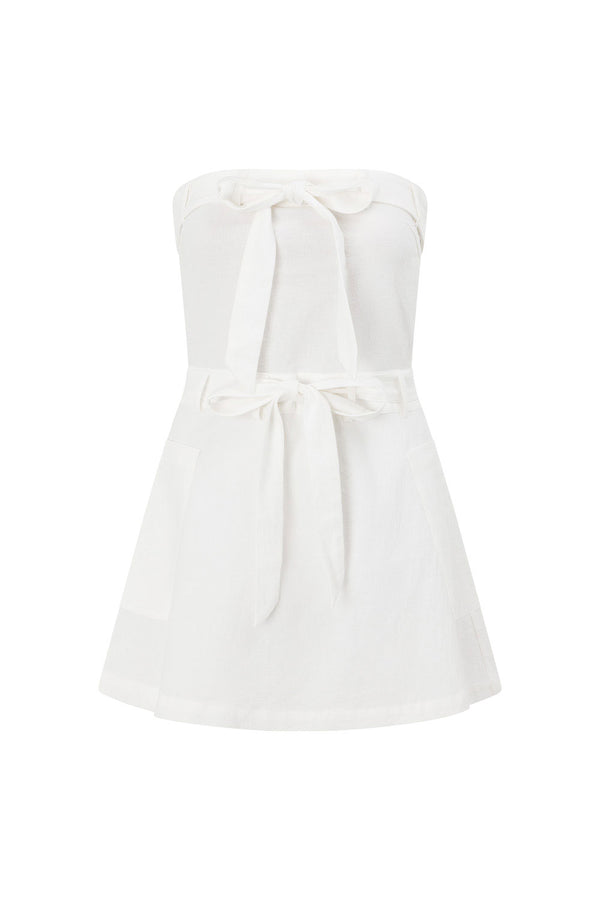 Tulia Tie Mini Dress - White