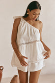 White Cotton One Shoulder Stella Top