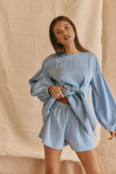 Hailey Shorts - Blue Stripe