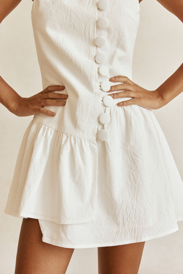 White Button-Up Mini Alfresco Dress