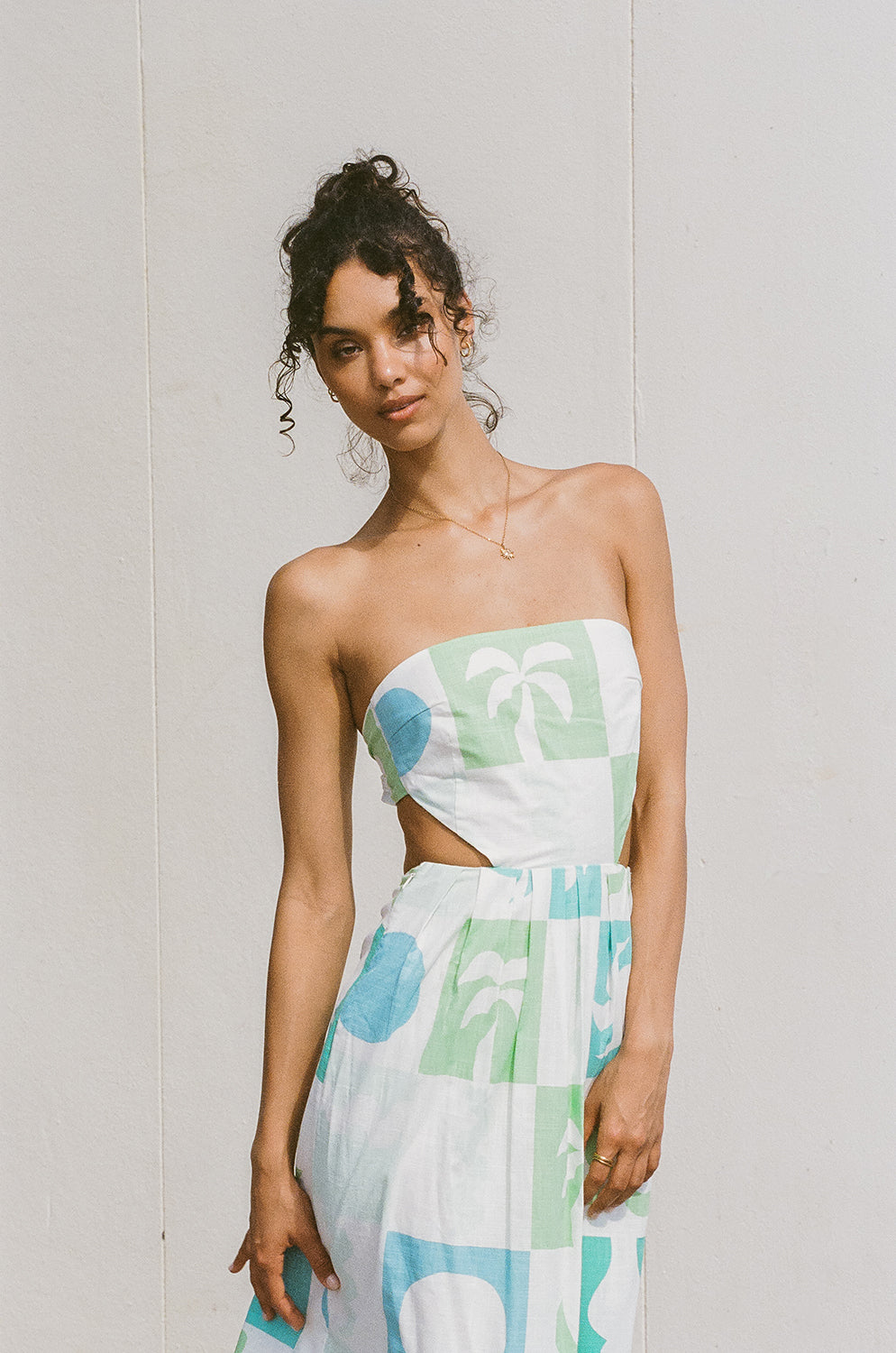 SAMPLE-Talullah Midi Dress - Palm Tile Breeze