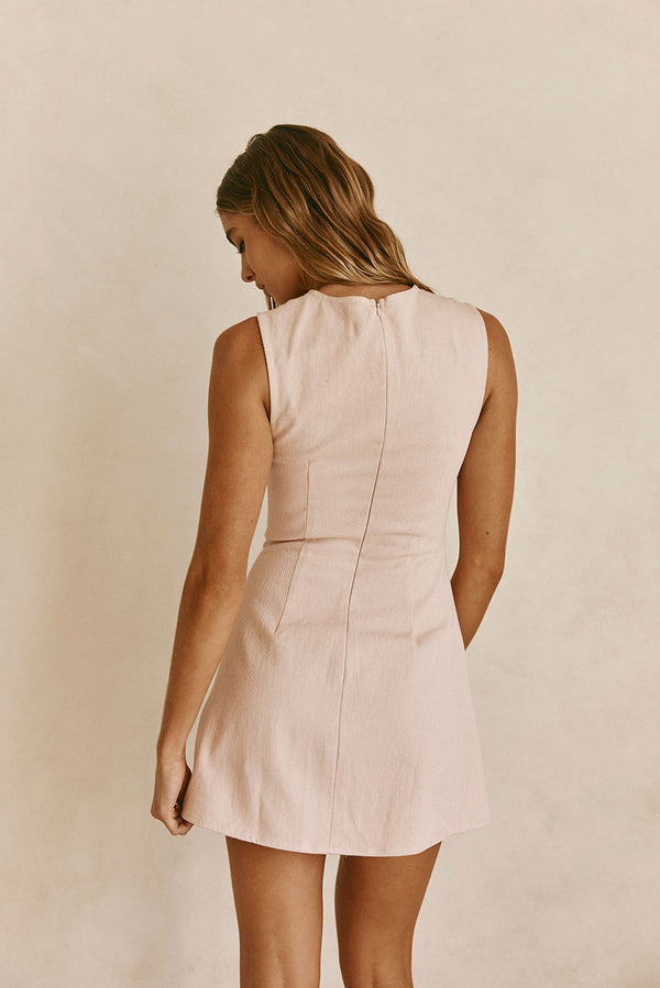 Blush Front-Tie Bow Mini Kapri Dress