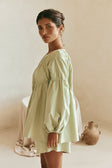 Akel Long Sleeve Flounce Top - Mint, Green