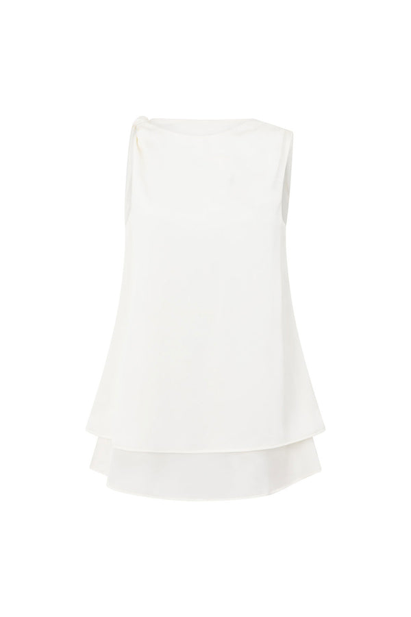 White Silky Layered Mini Laven Dress