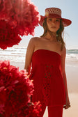 Red Rogue Knit Strappless Ellea Top