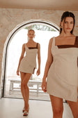 Azari Paneled Mini Dress - Brown, Beige