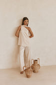 Beige Silky Asymmetric Scarf Koda Top
