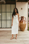Bridal White Ladder Panel Midi A Line Empire Skirt