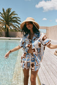 Blue Solis Print Elastic Drawstring Indra Shorts