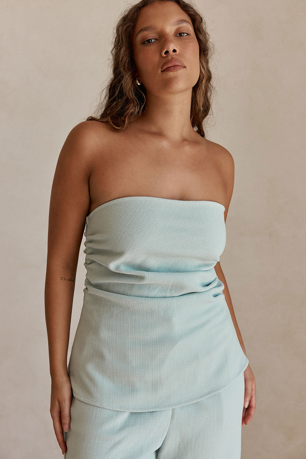 Mint Green Strapless Jira Top