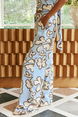 Blue Outline Floral High Waist Pocket Iras Pants