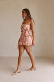 Pink Florero Print Strapless Mini Emilia Dress