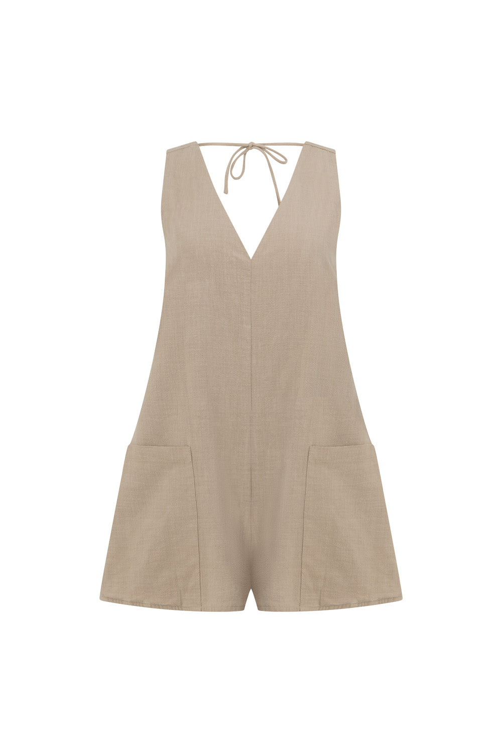Khaki Green V Neck Backless Coda Playsuit