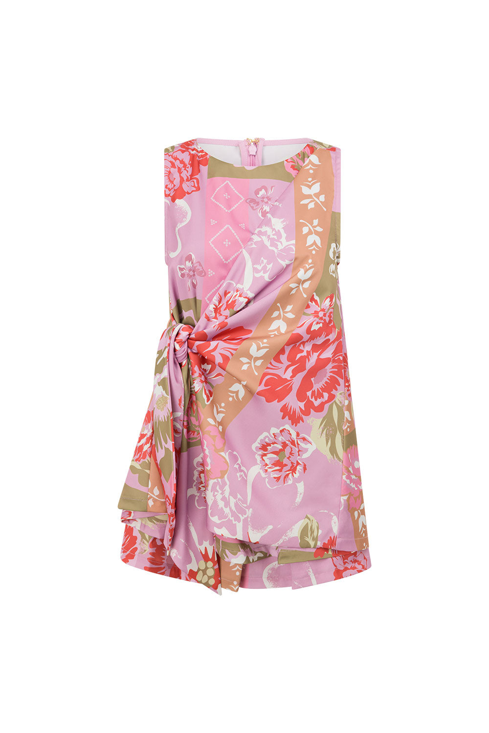 Pink Botanic Patch Floral Print Wrap Kimber Playsuit