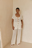 White Crochet Knit high Waist Milana Pants