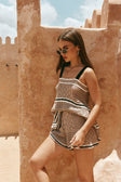 Brown Crochet Knit High Waist Elexa Shorts