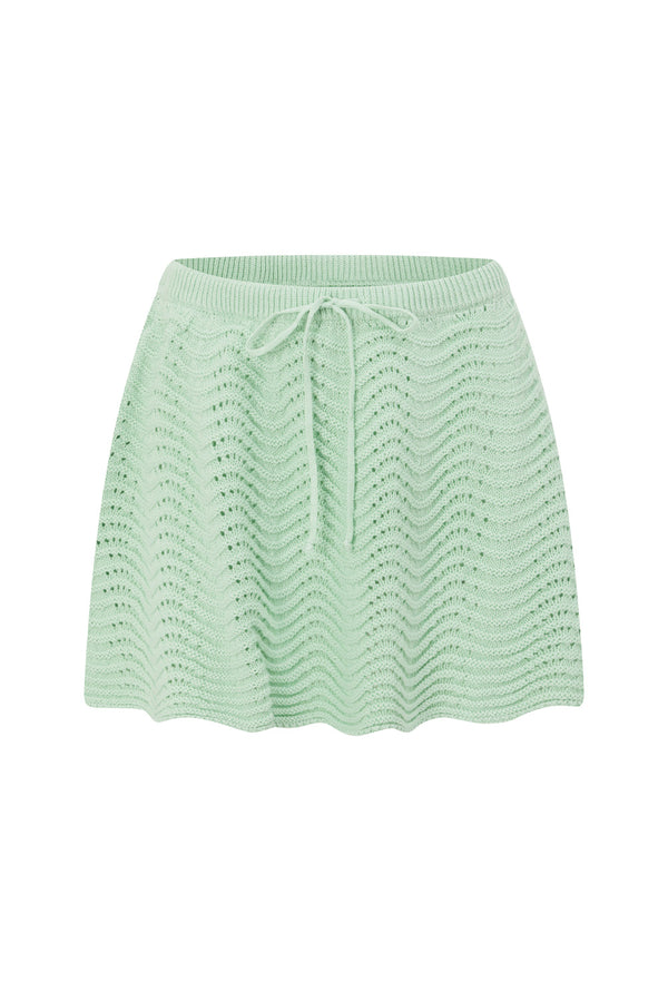Mint Green Crochet Knit Drawsring Leah Skirt
