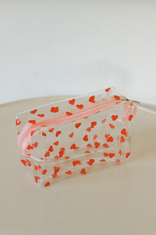 Heart Cosmetics Bag - Red