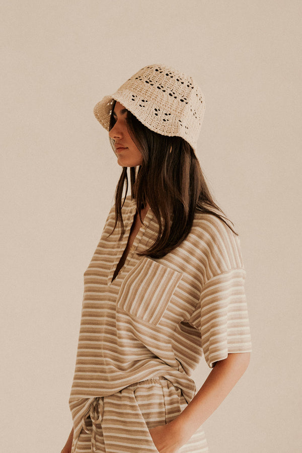 Maris Crochet Bucket Hat - Beige