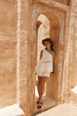 White Cotton Elastic Drawstring Stella Shorts