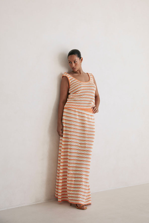 Erin Knit Top - Orange Yellow White