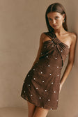 Chocolate Speck Polka Dot One Shoulder Mini Dimmi Dress