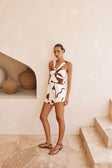 Jada Cutout Halterneck Playsuit - Brown, White Sunroom Chocolate Print, Objects