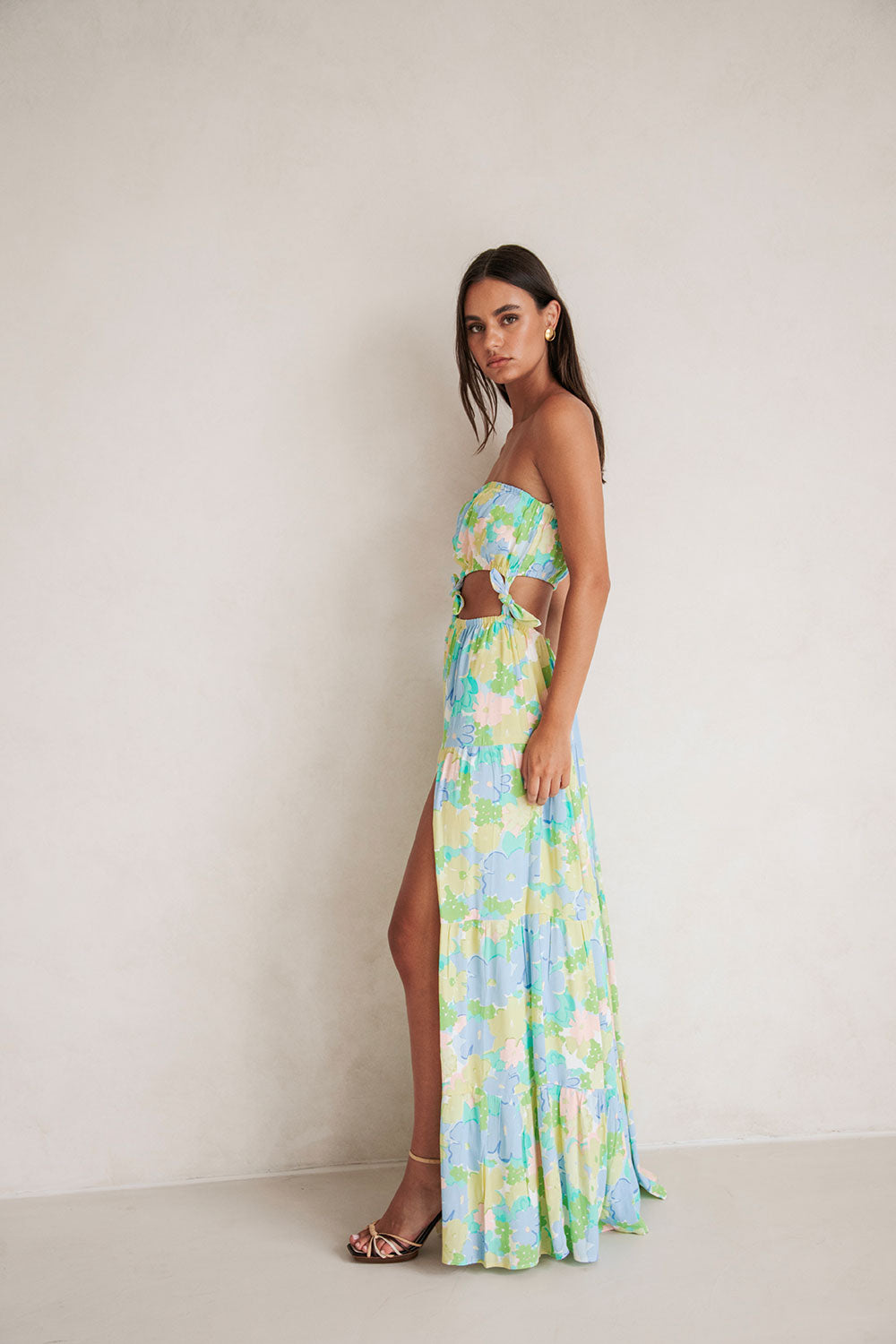 Yellow BLue Floral Dream Maxi Lili Dress