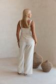 Cream Linen Blend Cutout Longline Aqui Top