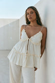Cream Ruffle Strappy Tie Cantrell Top