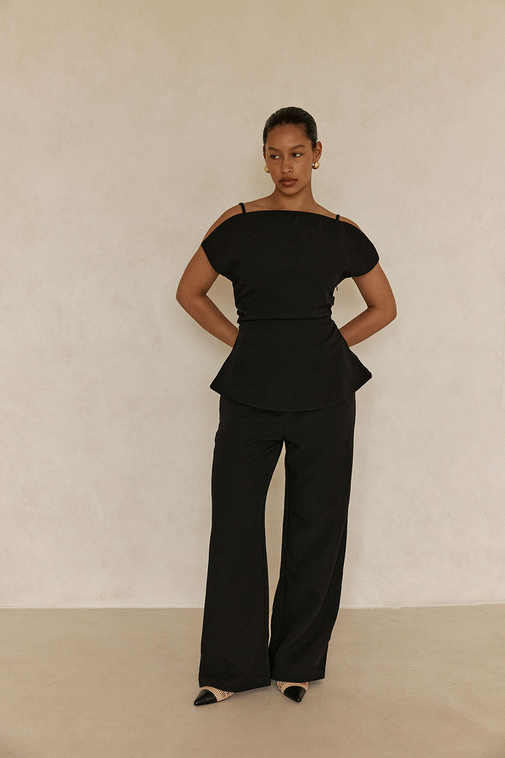 Black Suiting Panel Naomi Top