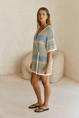 Grey Stripe Knit Mini Wrap Jessie Dress