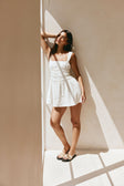 Bessi Thick Strap Elasticated Ruched Mini Dress - White