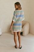 Grey Stripe Knit Mini Wrap Jessie Dress