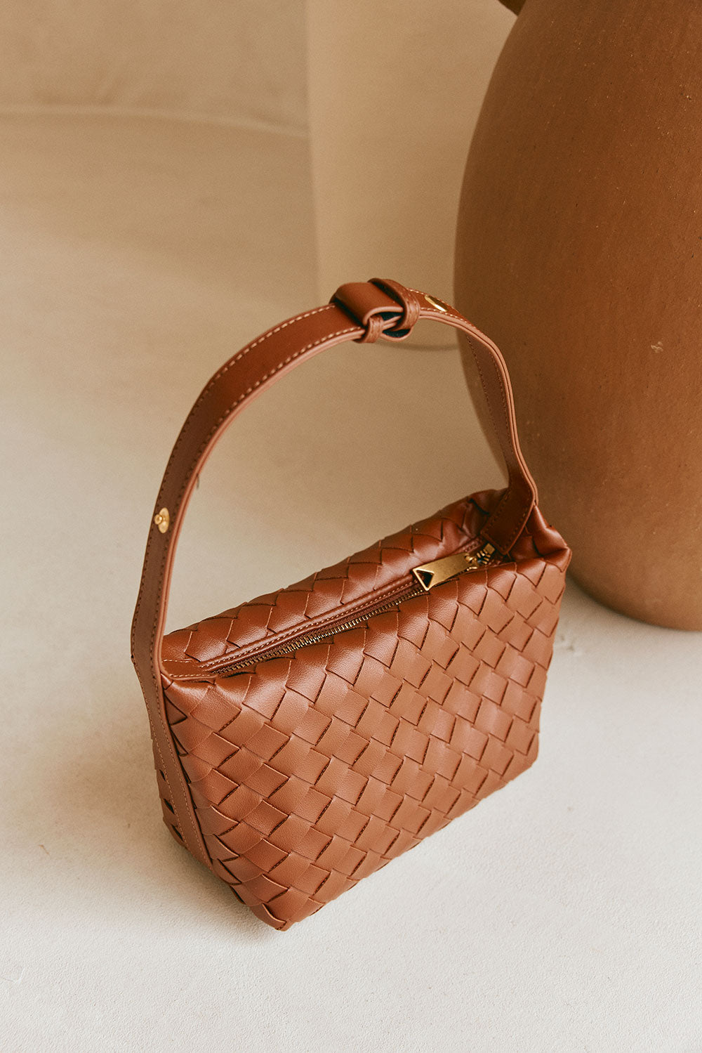 Milana Woven Bag - Tan Brown
