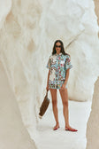Blue Floral Paradesios Print Belt Cassia Shorts
