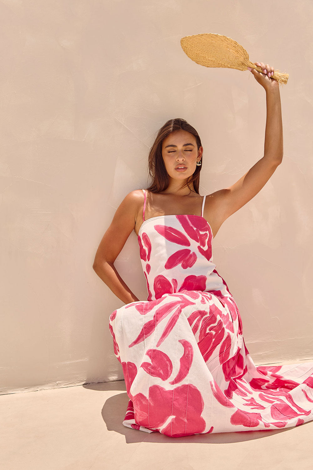 Bette Thin Strap Panelled Maxi Dress - Pink, White Ada Floral Print