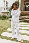 White Crochet Knit High Waist Elastic Cierra Pants