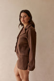 Chocolate Brown Crop Selah Blazer