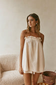 Beige Strapless Ruched Toni Top