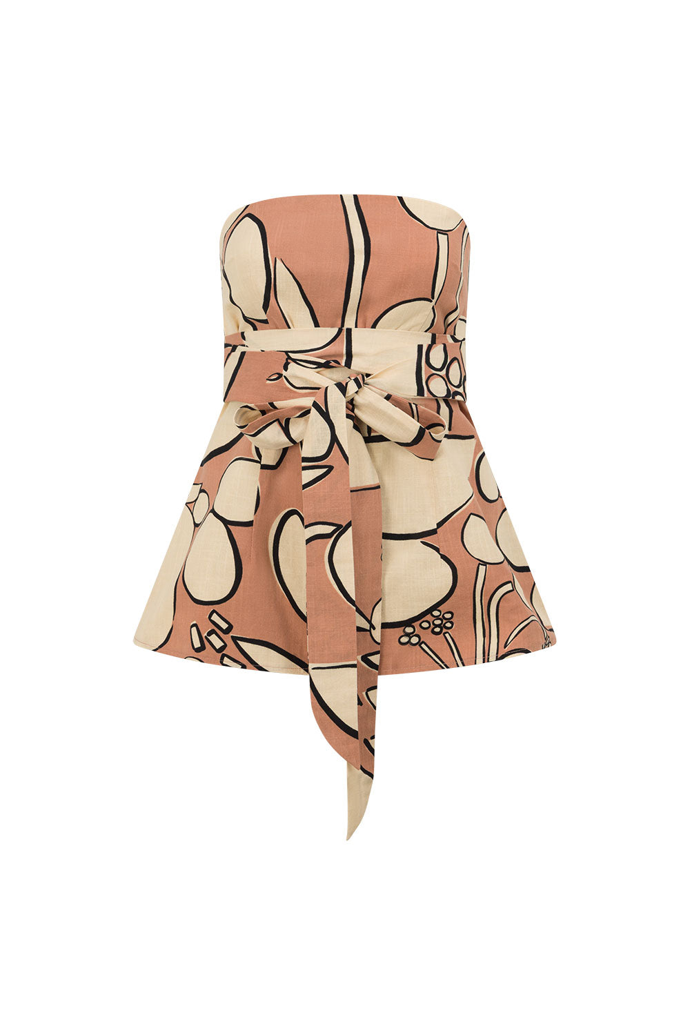 Orange Barossa Print Strapless Torquay Top