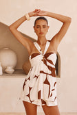 Jada Cutout Halterneck Playsuit - Brown, White Sunroom Chocolate Print, Objects
